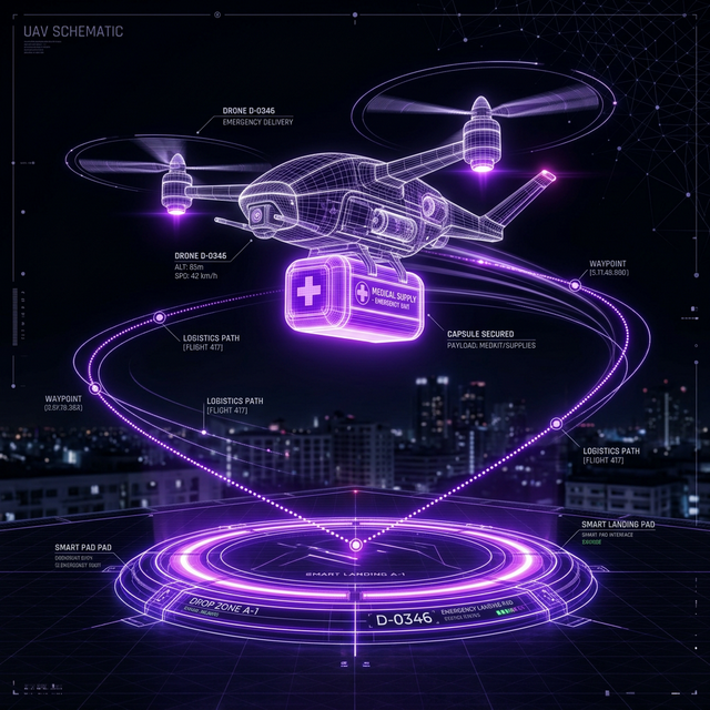 Delivery Drone Logistics Hologram