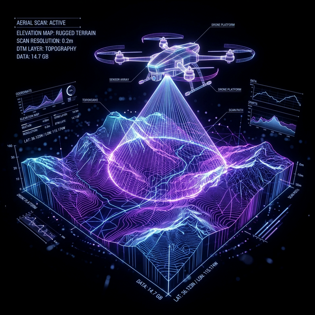 Aerial Mapping & GIS Analytics Hologram